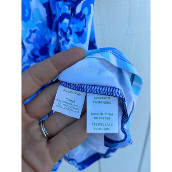 Lilly Pulitzer Calla Off‑The‑Shoulder Romper Blue Pattern Sz XS - Picture 4 of 5